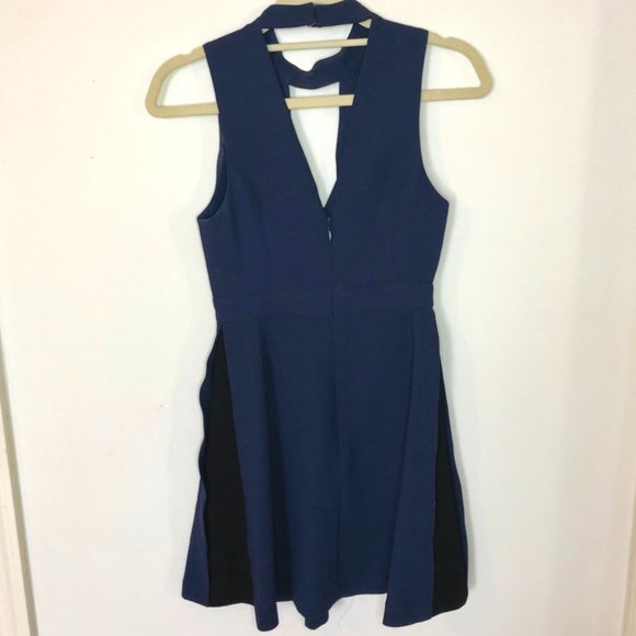 BCBG Navy Keyhole Cutout Cocktail Dress - Picture 7 of 8